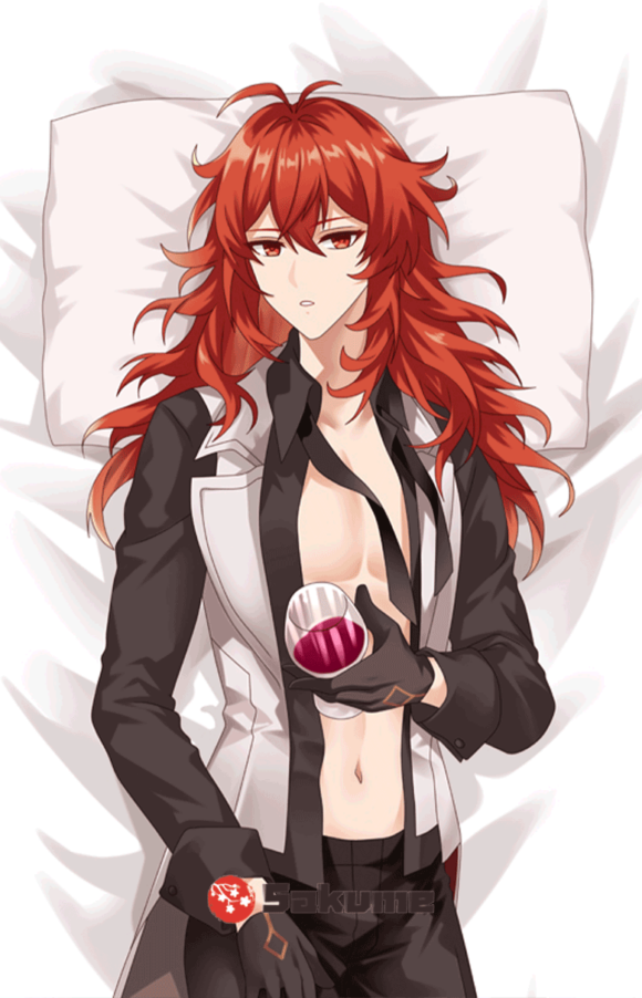 Sakume 93221212 Diluc Ragnvindr Genshin Impact Dakimakura Waifu Anime Pillowcase 1